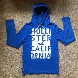 Hollister Blue/White Graphic Hoodie :Medium: (WASHED)